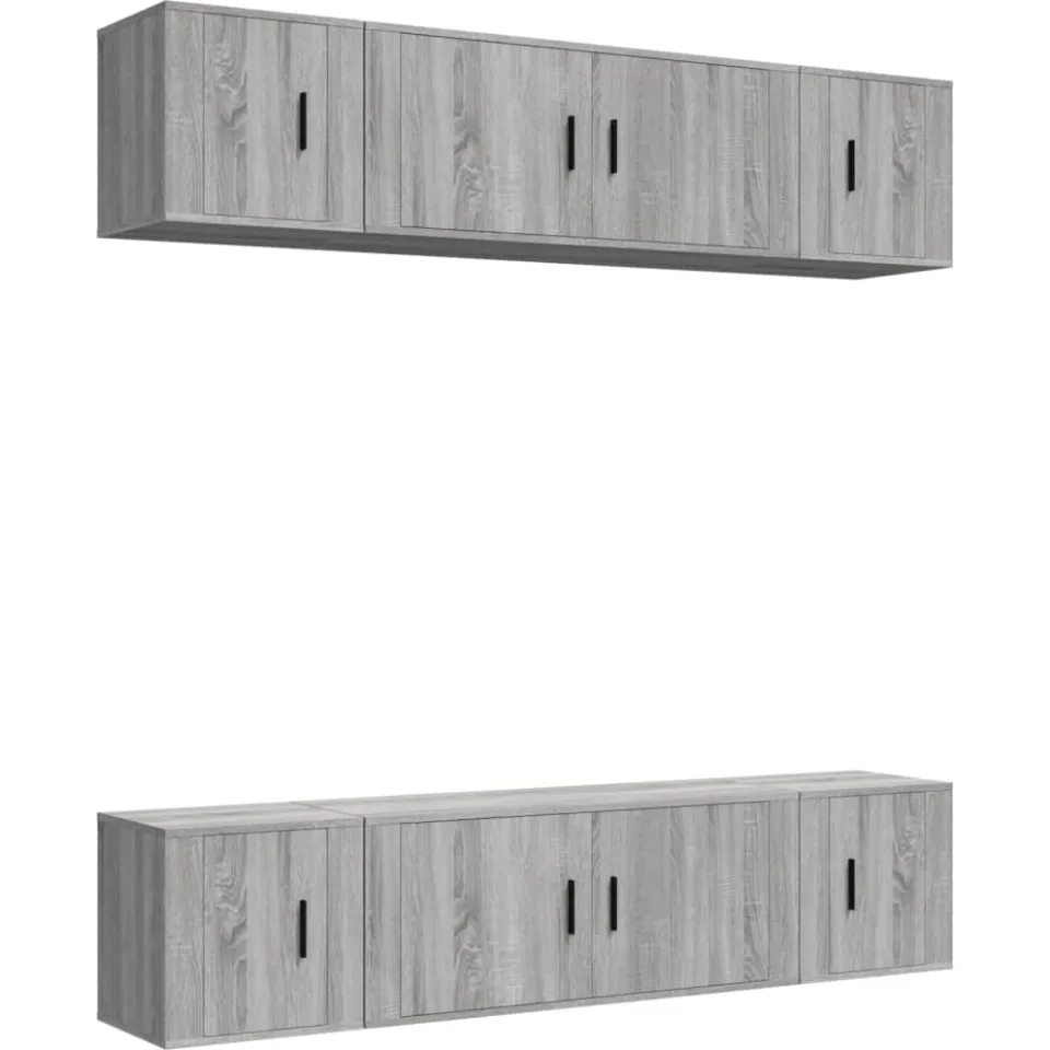 vidaXL 6-delige Tv-meubelset bewerkt hout grijs sonoma eikenkleurig, foto 3