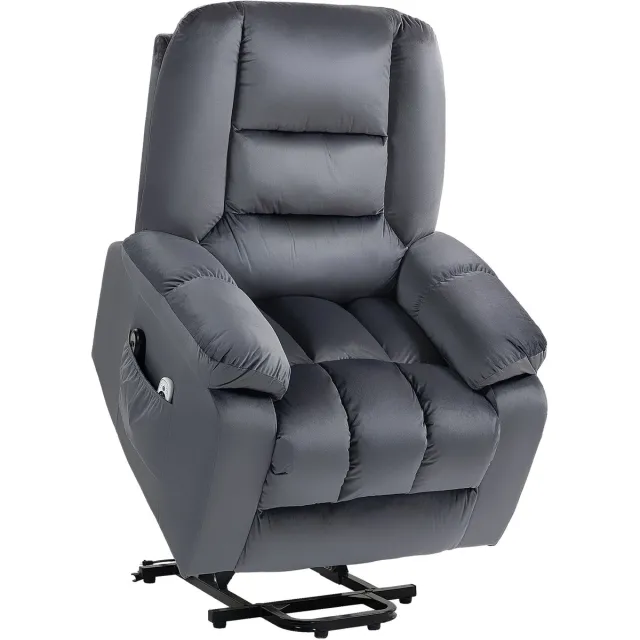 Homona Sta-opfauteuil met massagefunctie - Met lendenverwarming en voetensteun en USB-aansluiting - 85 x 94 x 107 cm - Grijs