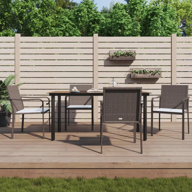vidaXL 5-delige Tuinset met kussens poly rattan en staal, foto 2