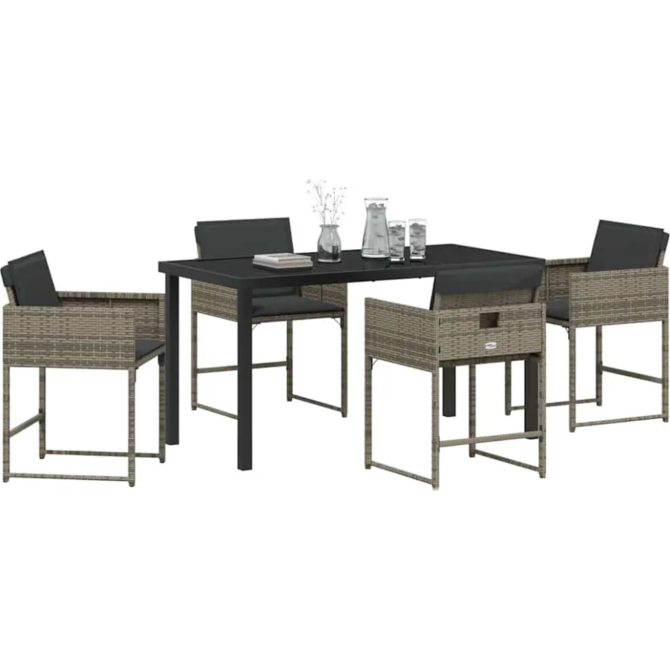 vidaXL Tuin eettafelset 5 st Grijs poly rattan