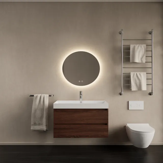 Gliss Design Badkamermeubelset Gliss Design Milan Met Lako Wastafel 80 cm Choco Eiken (Keuze Wastafel)
