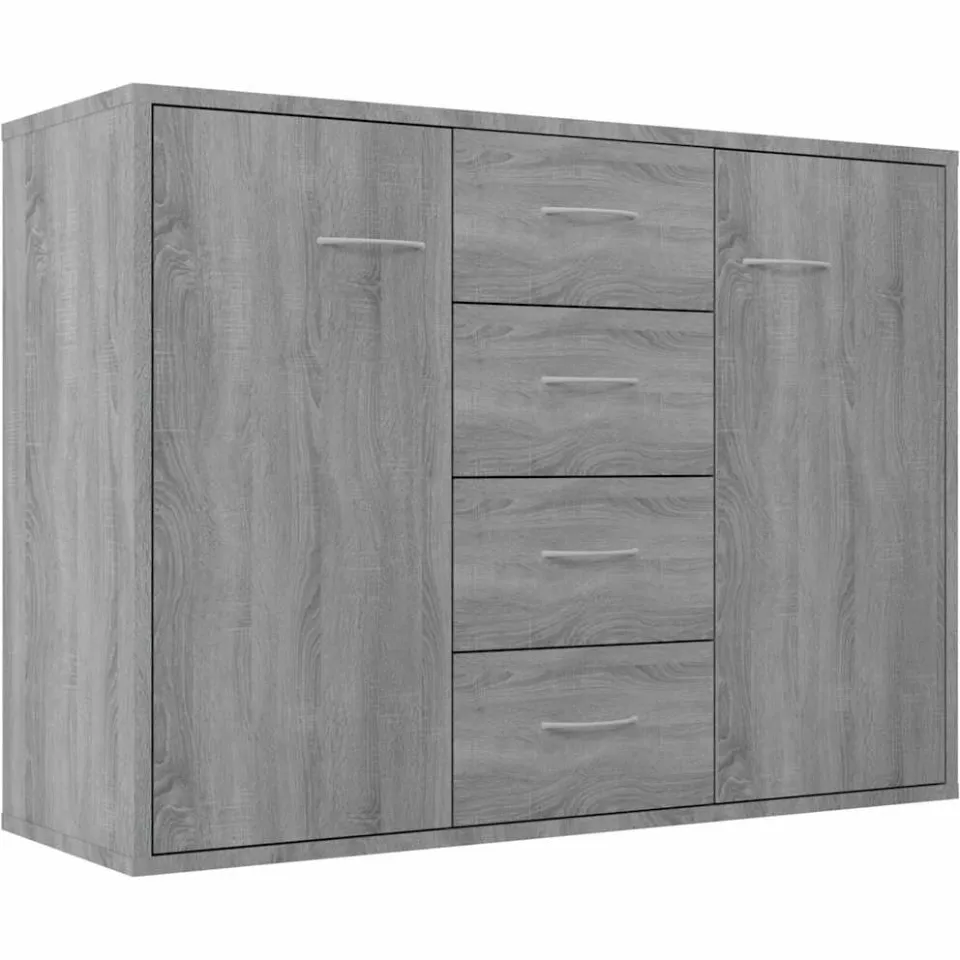 vidaXL Dressoir 88x30x65 cm bewerkt hout grijs sonoma eikenkleurig, foto 3