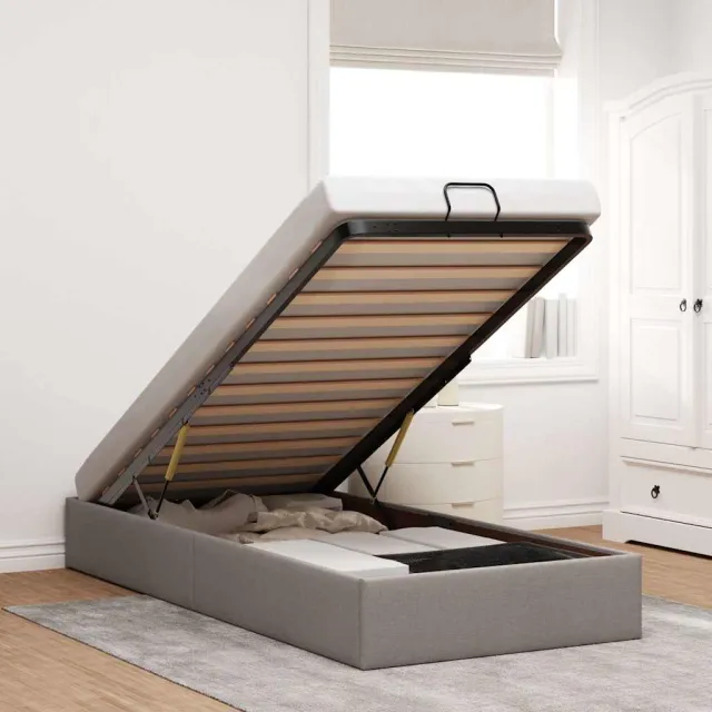 vidaXL Bedframe zonder matras 80x200 cm stof taupe