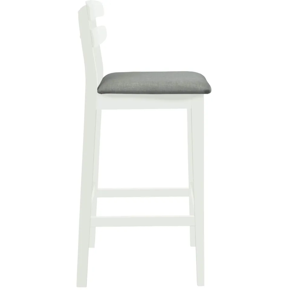 vidaXL Barkruk 2 st Wit en Grijs Massief Rubberhout en Stof