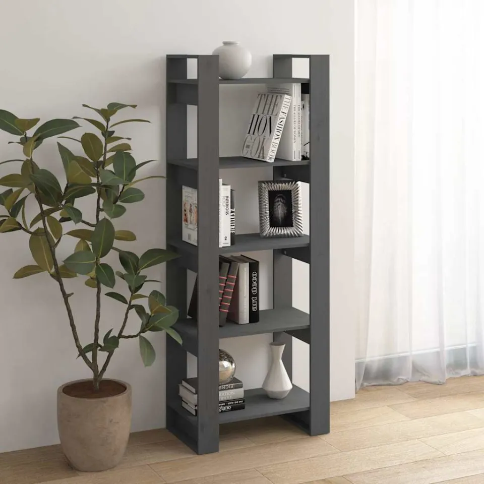 vidaXL Boekenkast/kamerscherm 60x35x160 cm massief hout grijs, foto 2