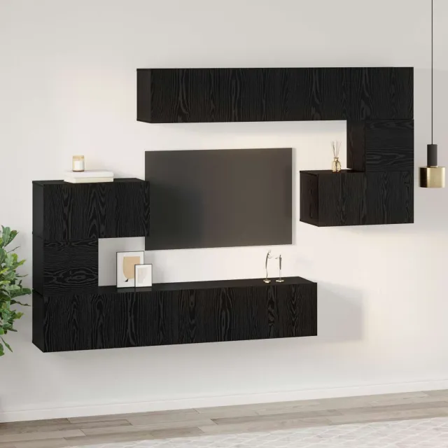 vidaXL Tv-meubelset 8 st 80 x 30 x 30 cm Zwart Eiken, foto 2