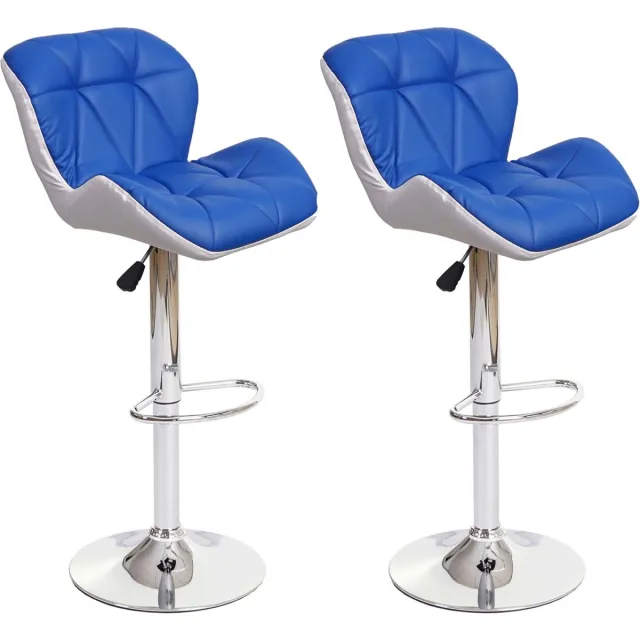 MCW Set van 2 barkrukken MCW-A92, barkruk tegenkruk, in hoogte verstelbaar kunstleer ~ blauw