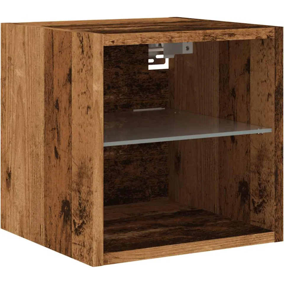 vidaXL Tv-wandmeubel met LED-verlichting 30x28,5x30 cm oud houtkleurig Bruin
