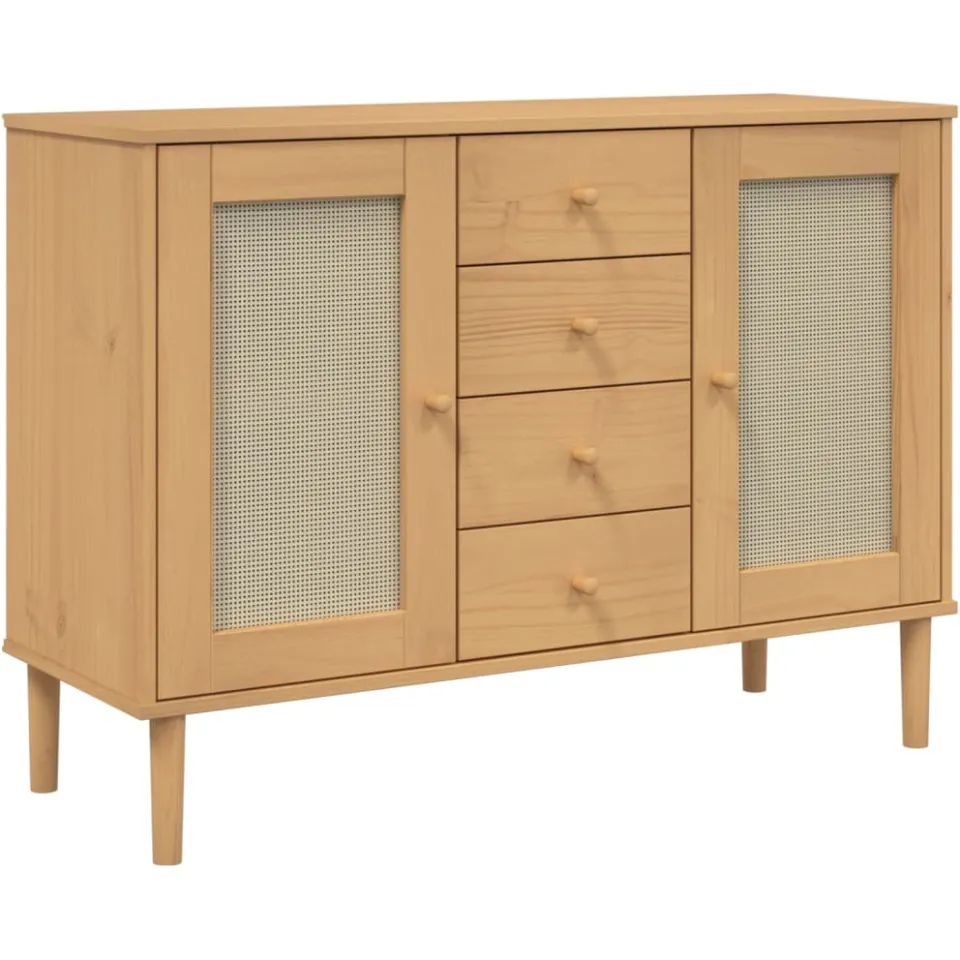 vidaXL Dressoir SENJA rattan-look 112x40x80 cm grenenhout bruin, foto 3