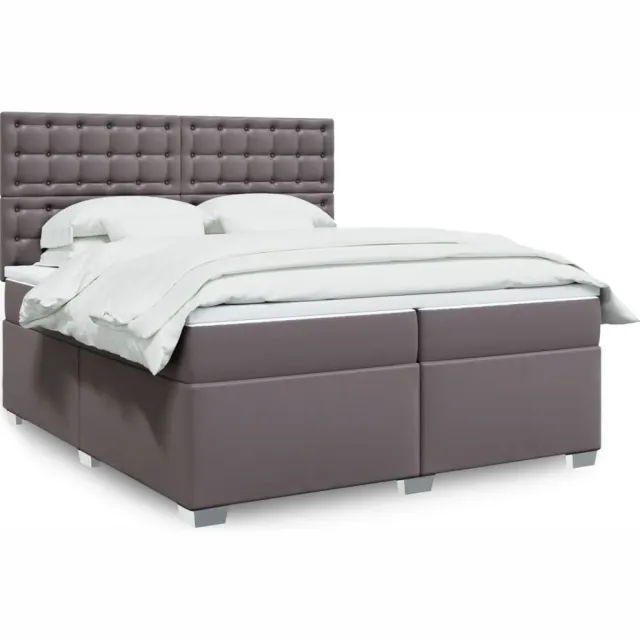 vidaXL Boxspring met matras kunstleer grijs 200x200 cm