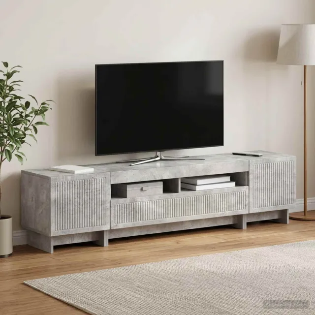 vidaXL 5-delige LED TV-kast Betongrijs Bewerkt hout