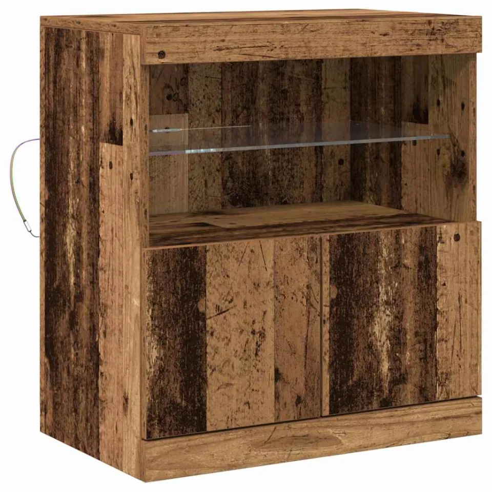 vidaXL LED Sideboard Bruin 60,5 x 37 x 67 cm Bewerkt hout, foto 3