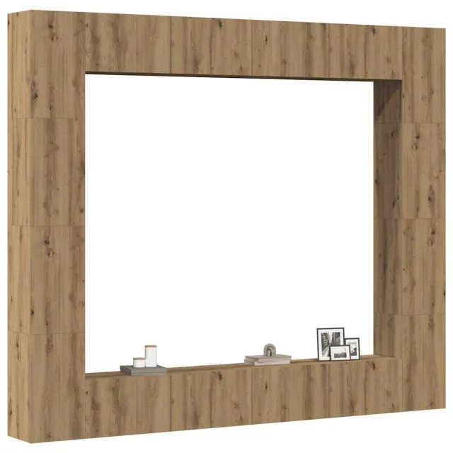 vidaXL 8-delig Tv-meubelset wandmontage bewerkt hout artisanaal eiken Bruin
