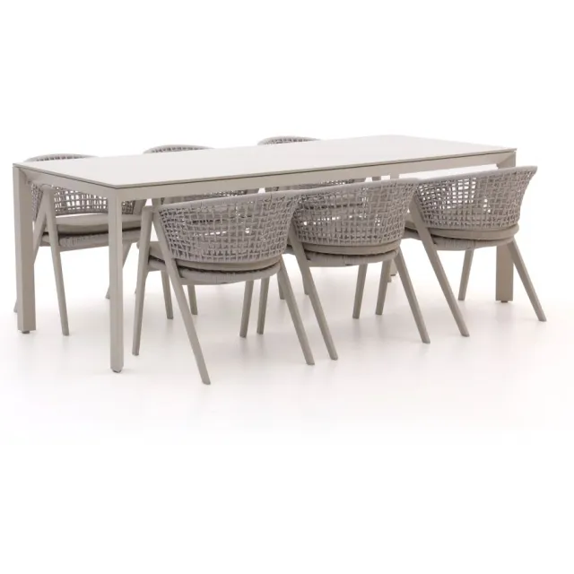 Manifesto Furniture Manifesto Valsecca/Sestino 220cm dining tuinset 7-delig Wit