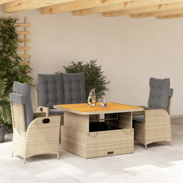 vidaXL 4-delige Tuinset met kussens poly rattan beige, foto 2