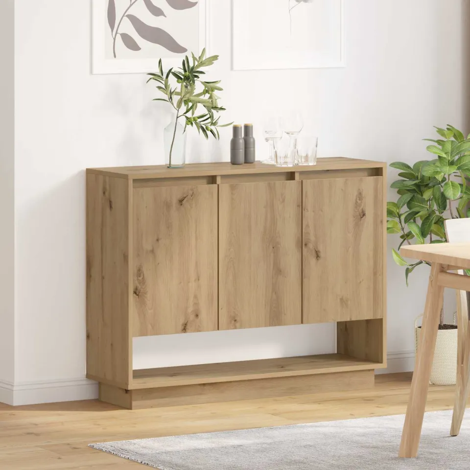 vidaXL Dressoir Artisan Eiken 97 x 29 x 75 cm Bewerkt hout, foto 4