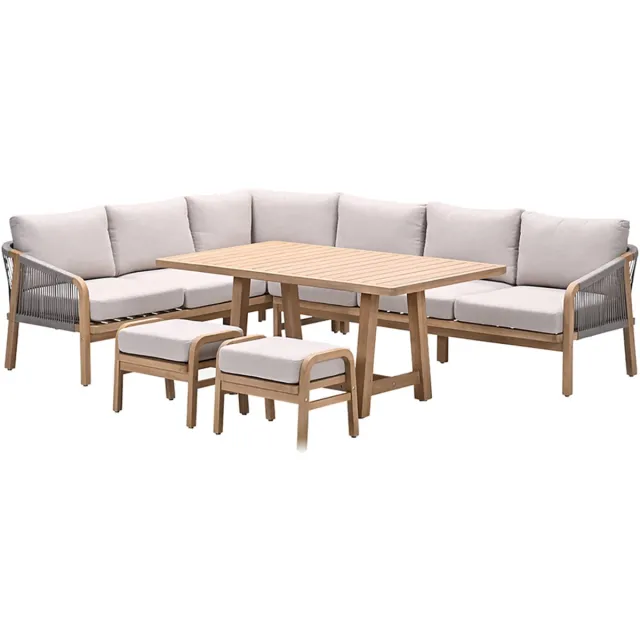 Garden Impressions Santos lounge-diningset - 5-dlg.-links -acaciahout met white wash-sand Bruin