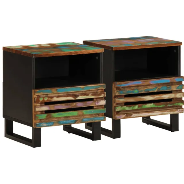 vidaXL Nachtkastjes 2 st 40x34x46 cm massief gerecycled hout Bruin