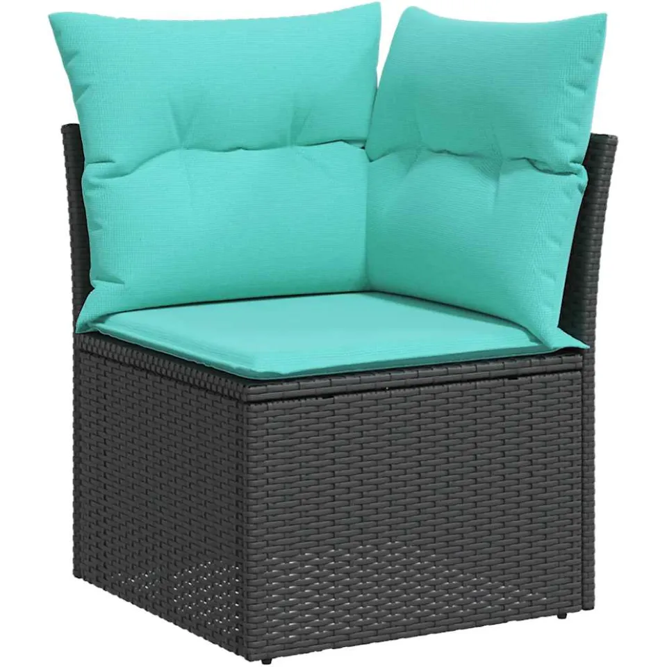 vidaXL 8-delige tuinbankset met kussens, zwart polyrotan, foto 4