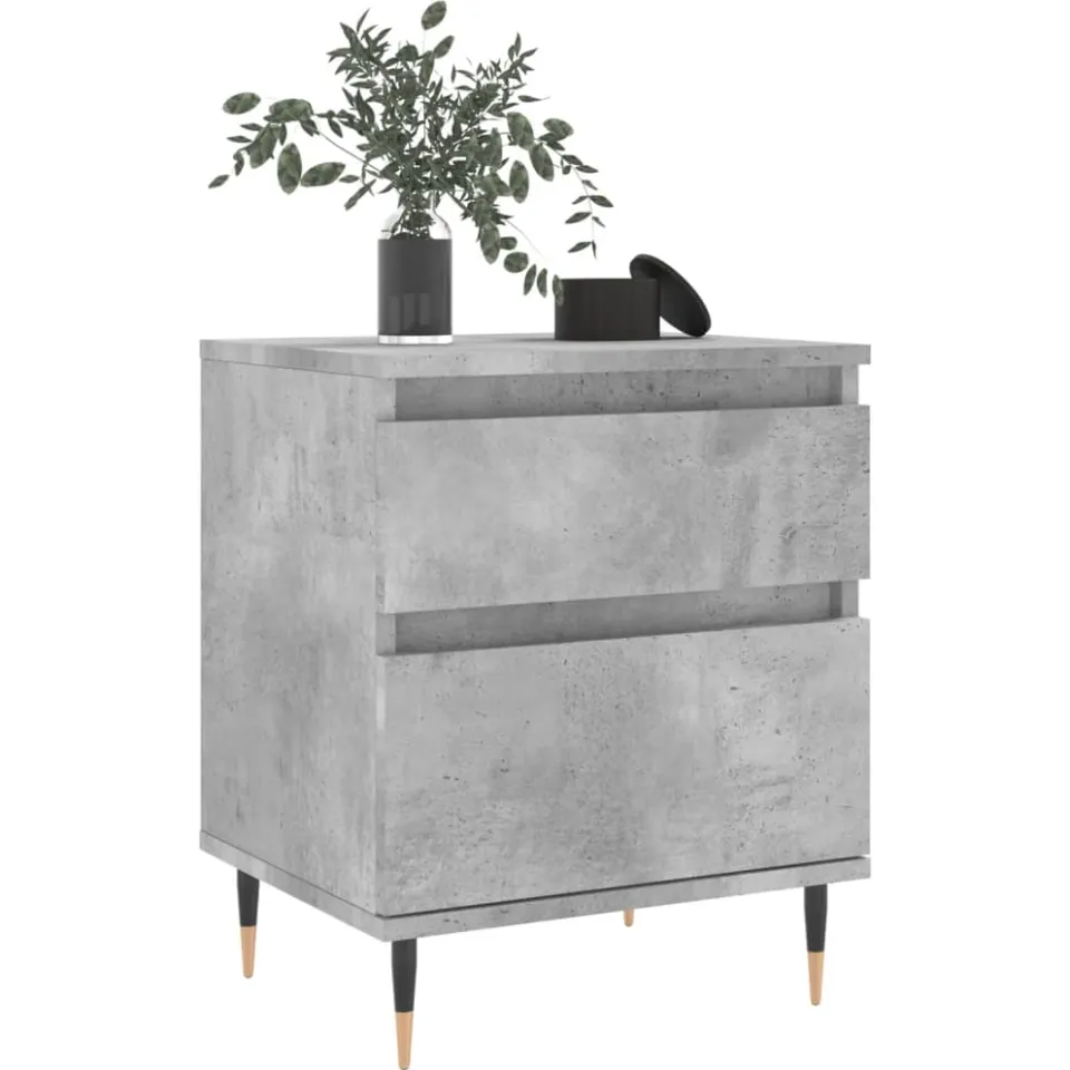 vidaXL Nachtkastjes 2 st 40x35x50 cm bewerkt hout betongrijs grijs, foto 4