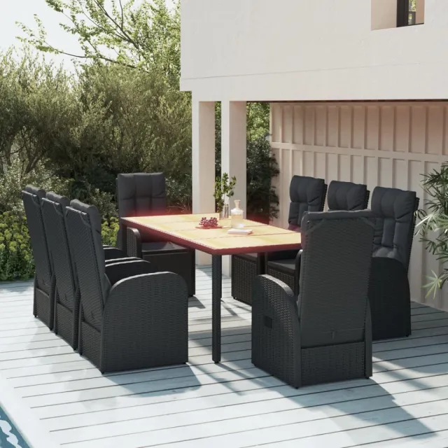 vidaXL 9-delige Tuinset poly rattan en massief acaciahout zwart, foto 2