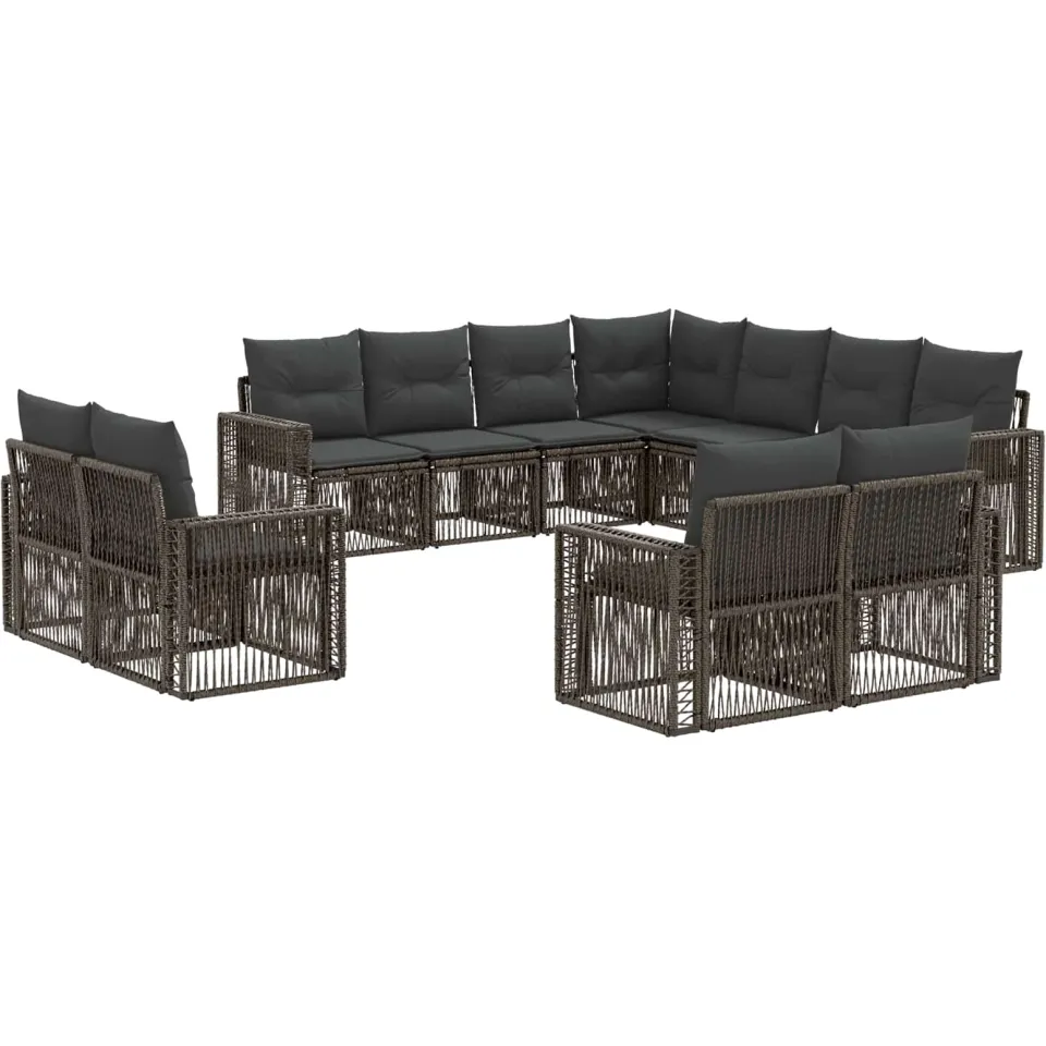 vidaXL Tuinbankenset 11 st 11-zits Grijs en Donkergrijs poly rattan, foto 3