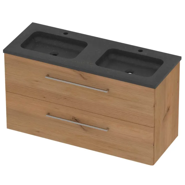 Basic-Line Rocky 46 Badmeubelset Hardsteen 120x46x62 cm R46BSDWO120D2 Whisky Oak Blue Stone Grijs