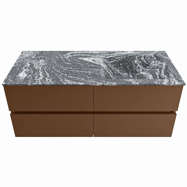 Mondiaz VICA-DLUX 120cm badmeubel onderkast Rust 4 lades. Inbouw wastafel CLOUD rechts zonder kraangat, kleur Lava.