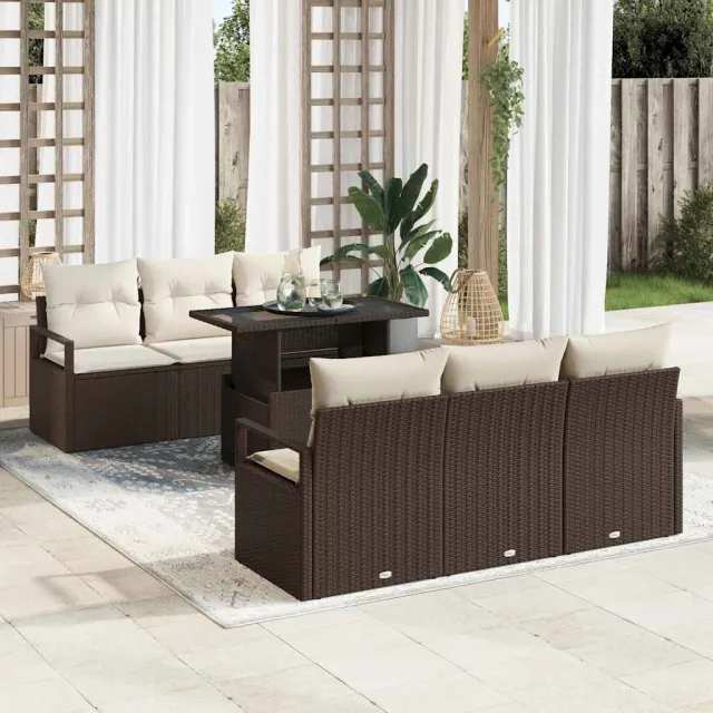 vidaXL Tuin Sofa Set 7 st Bruin Poly riet, foto 2