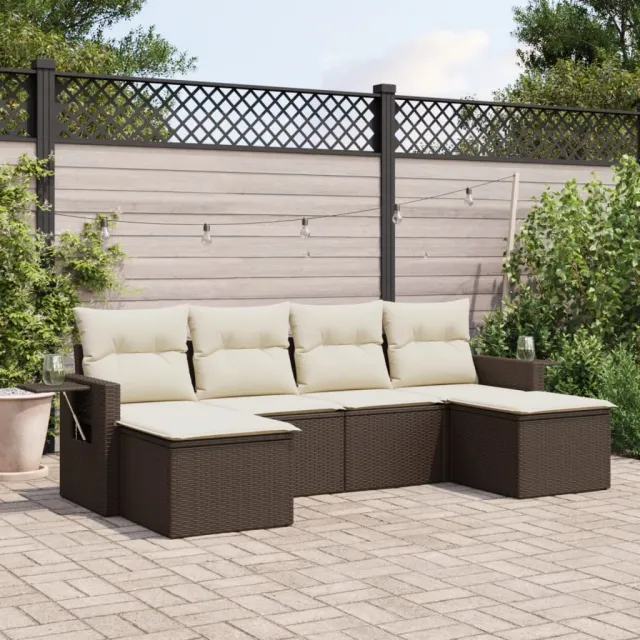 vidaXL 6-delige Loungeset met kussens poly rattan bruin, foto 2