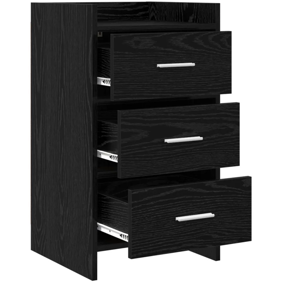 vidaXL Nachtkastjes Zwart eiken 40 x 36 x 70 cm Bewerkt hout, foto 3