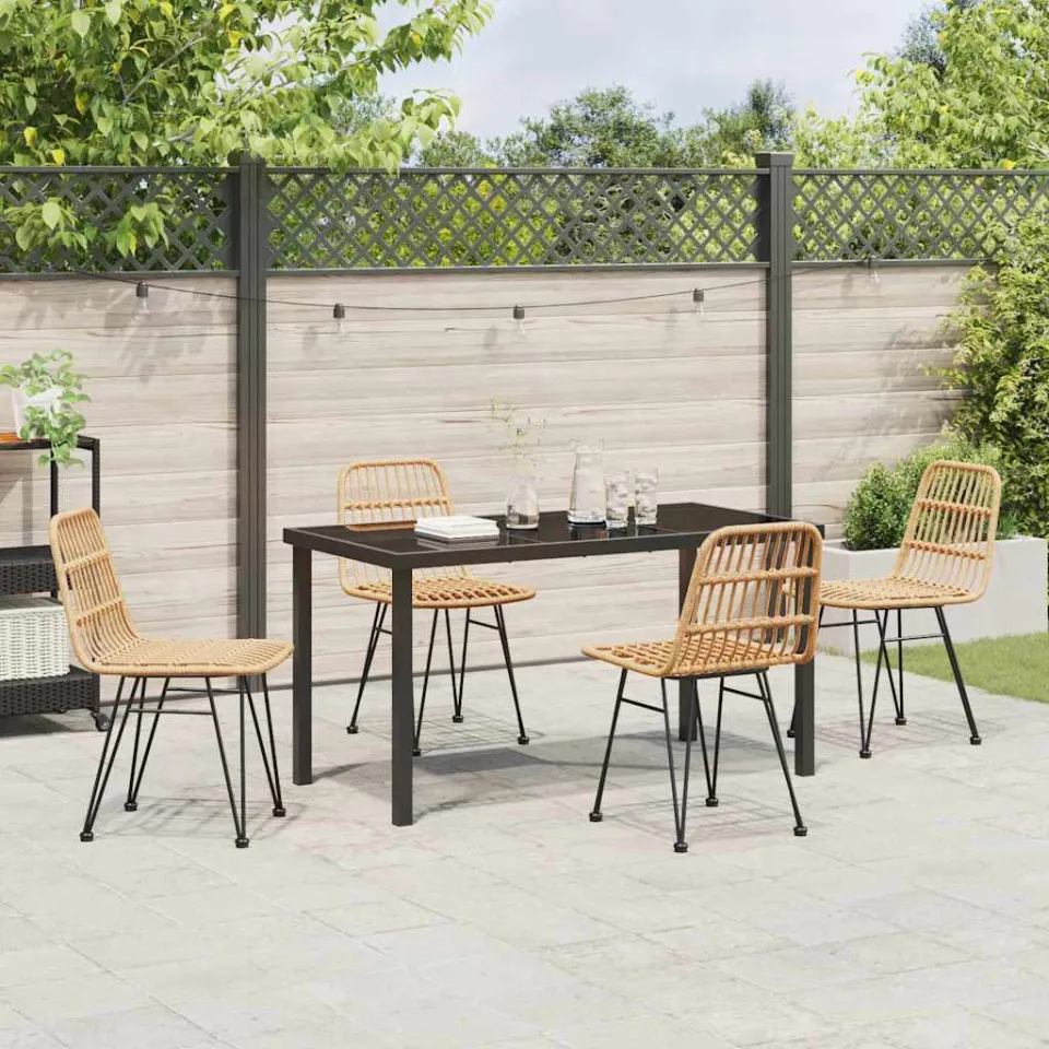 vidaXL Tuin eettafelset 5 st Bruin Gepoedercoat staal, foto 3