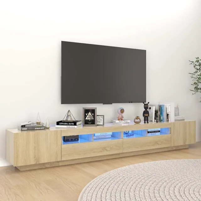 vidaXL Tv-meubel met LED-verlichting 260x35x40 cm sonoma eikenkleurig Bruin