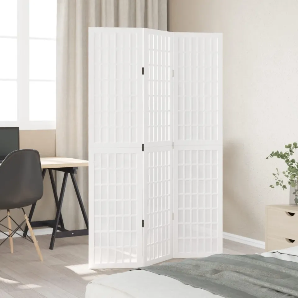 vidaXL Kamerscherm met 3 panelen massief paulowniahout wit, foto 4