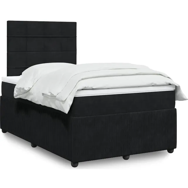 vidaXL Boxspring met matras fluweel zwart 120x190 cm