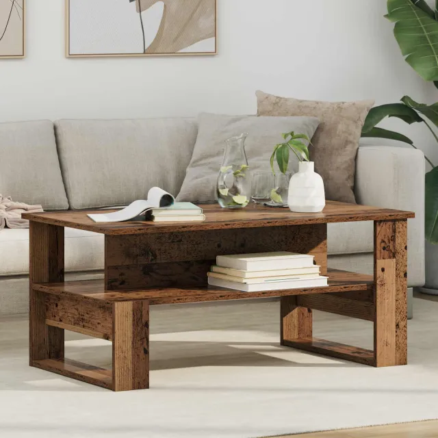 vidaXL Salontafel Oudhout 90 x 50 x 40 cm Bewerkt hout bruin, foto 2