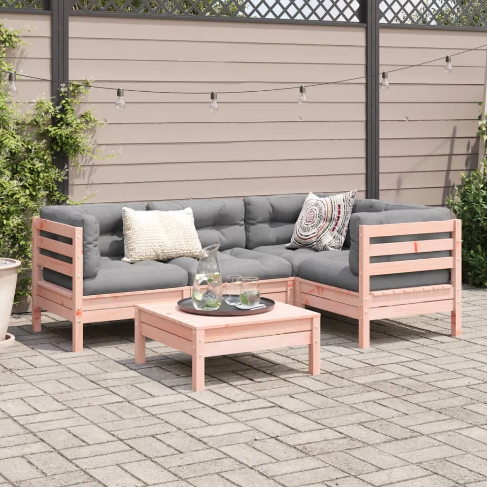 vidaXL 5-delige Loungeset met kussens massief douglas vurenhout bruin, foto 2