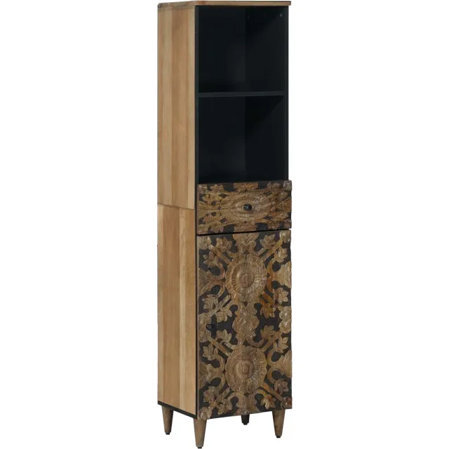 vidaXL Badkamerkast Bruin 38 x 33 x 160 cm Massief Mango Hout