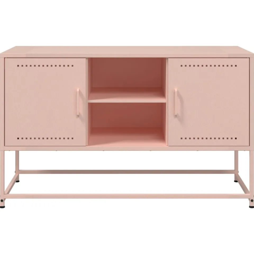 vidaXL Tv-meubel 100,5x39x60,5 cm staal roze, foto 4