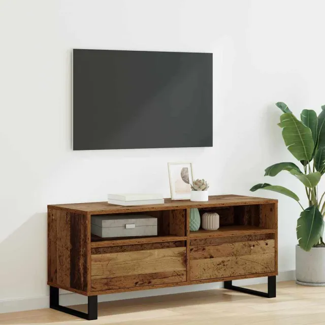 vidaXL TV-kast Oud Hout 100 x 34,5 x 44,5 cm Gemonteerd hout en ijzer Bruin