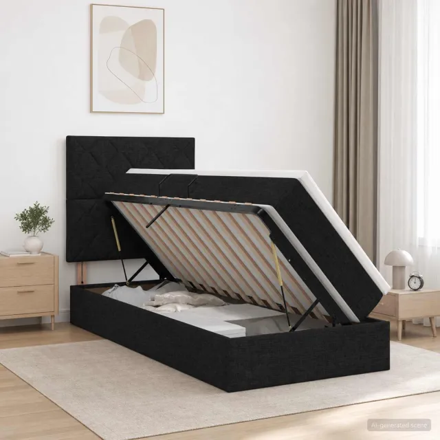 vidaXL LED Opslagbed met Matras Zwart 100 x 200 cm Stof