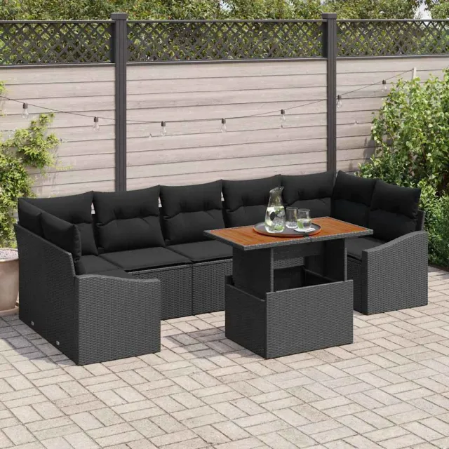 vidaXL Tuin Sofa Set 8 st Zwart Poly Rattan en Poedergecoat Staal, foto 2
