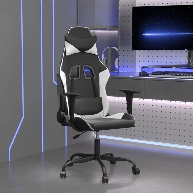 vidaXL Gamestoel kunstleer zwart en wit, foto 2