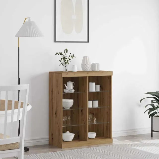vidaXL LED Sideboard Artisanaal eiken 81 x 37 x 100 cm Bewerkt hout Bruin