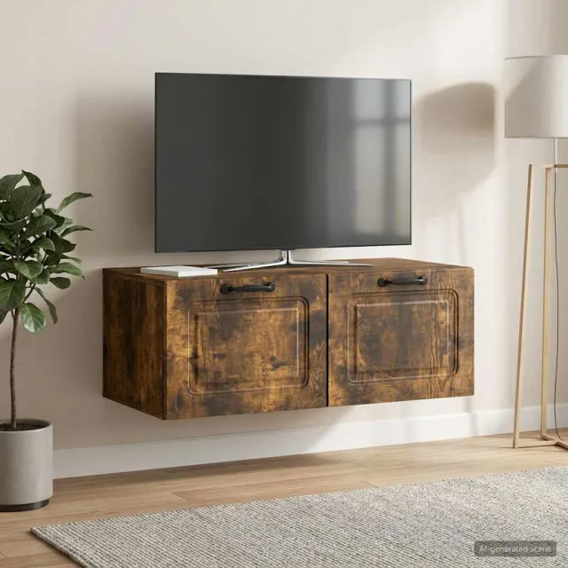 vidaXL Wandbeugel TV-kast Gerookt eiken 78,5 x 41 x 30 cm Bewerkt hout, foto 2