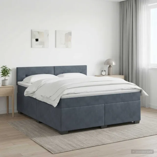 vidaXL Boxspringbed met matras Donkergrijs 140 x 190 cm Fluweel