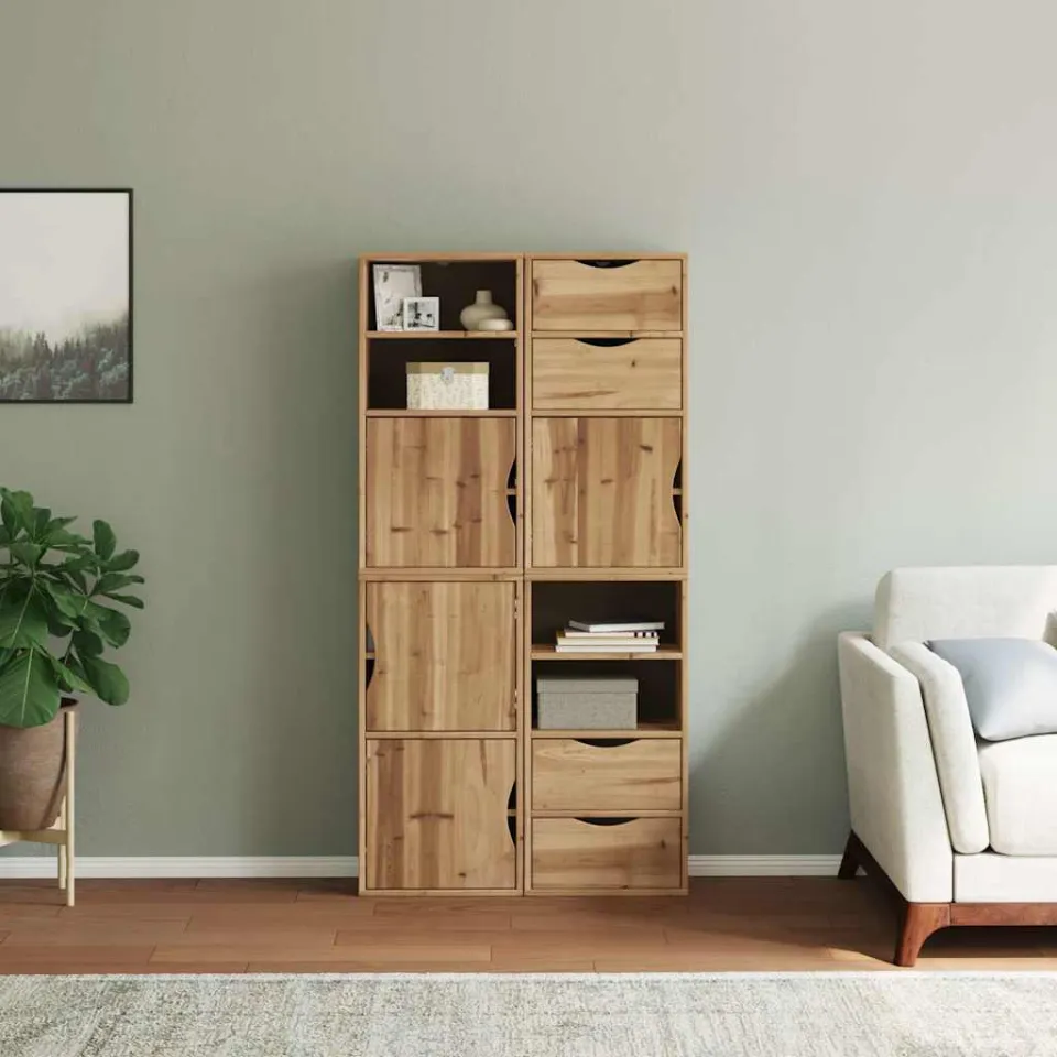 vidaXL Bijzetkasten 4 st ODDA 40x24x79 cm massief grenenhout bruin, foto 3