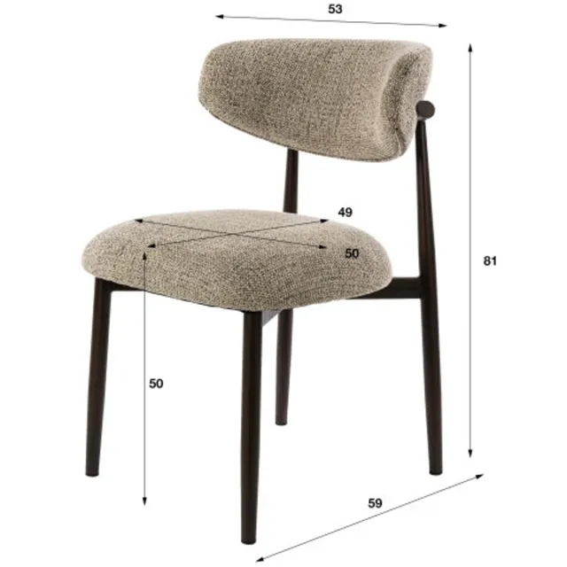 Meubelplaats Eetkamerstoel Jess Japandi - Nubo zand - eetkamerstoelen set van 2