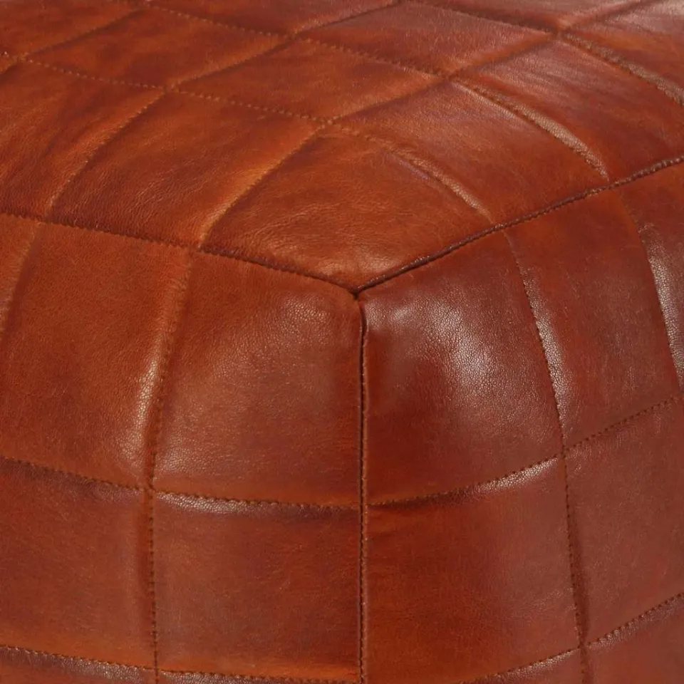 vidaXL Poef 40x40x40 cm echt geitenleer tan bruin, foto 5