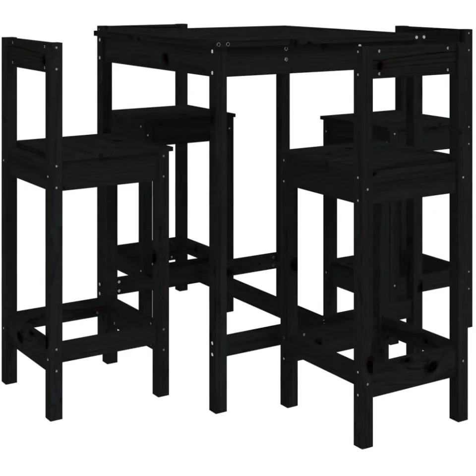 vidaXL 5-delige Barset massief grenenhout zwart, foto 4
